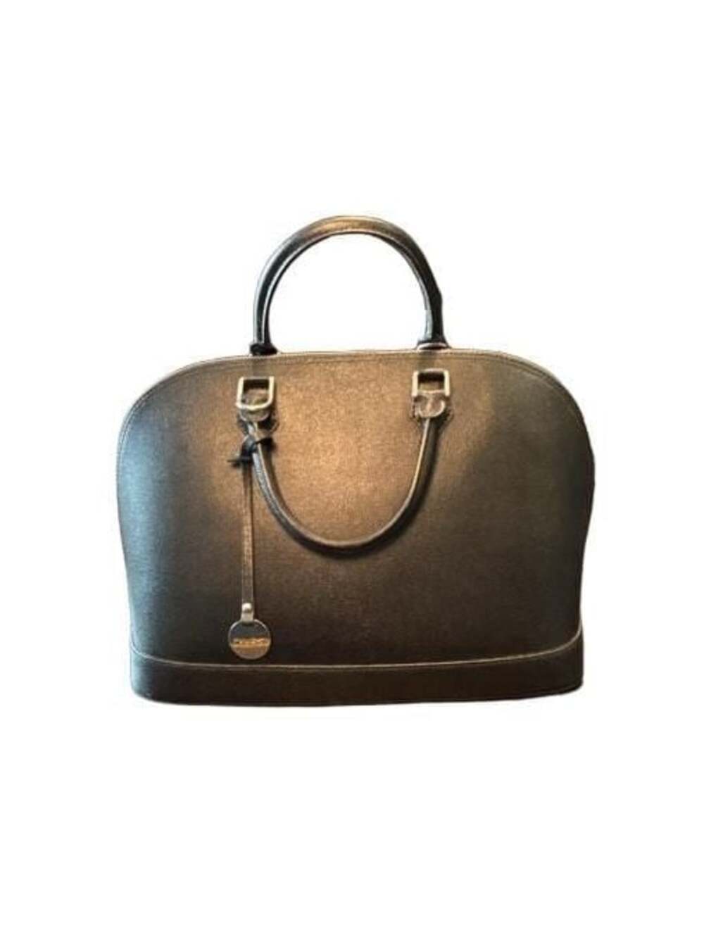 Pulicati Italian Leather Black Saffiano Dome Satchel Bag